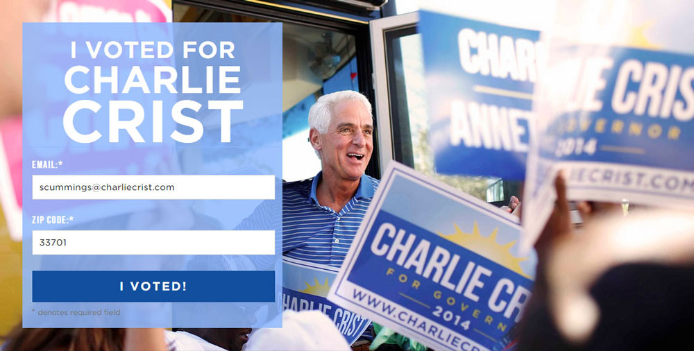 Stephen Cummings, Charlie Crist for Governor's 2014 "I Voted" page, 2014