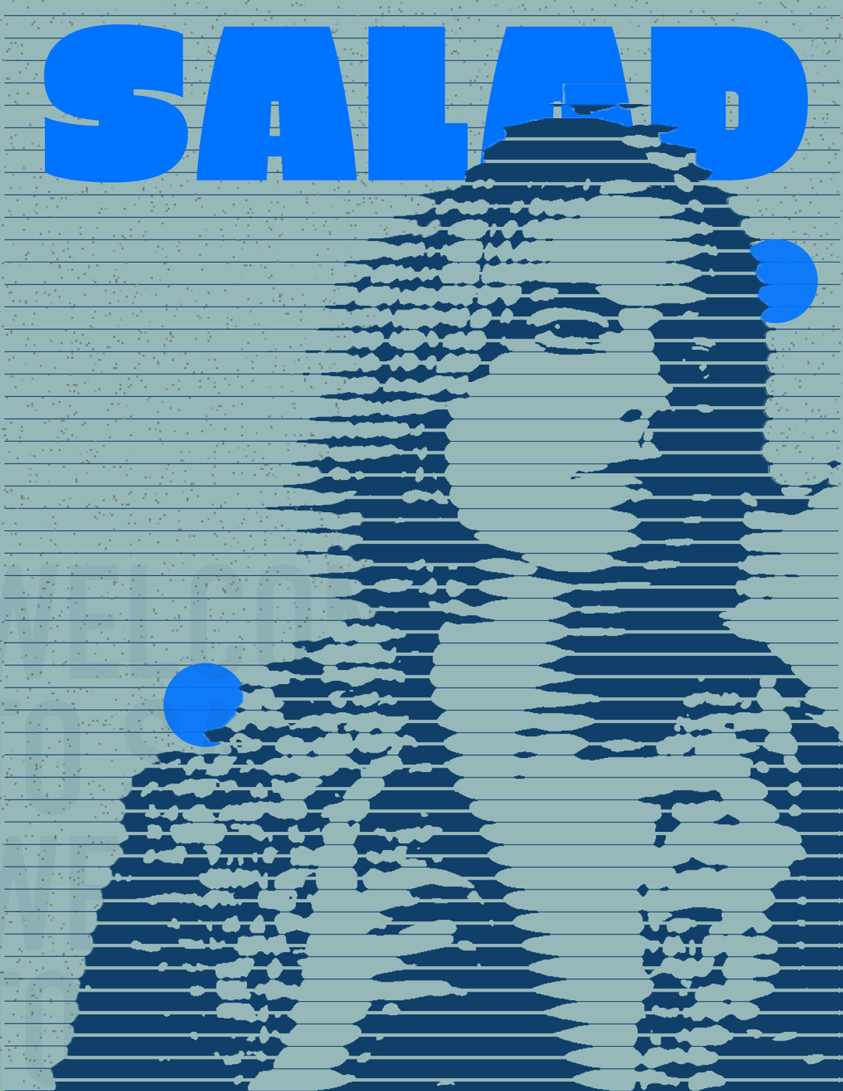 Front cover of the third Salad program, featuring algorithmic photo illustration and type design by Yang Cheng, with source photo by Gabrielle Ravet.