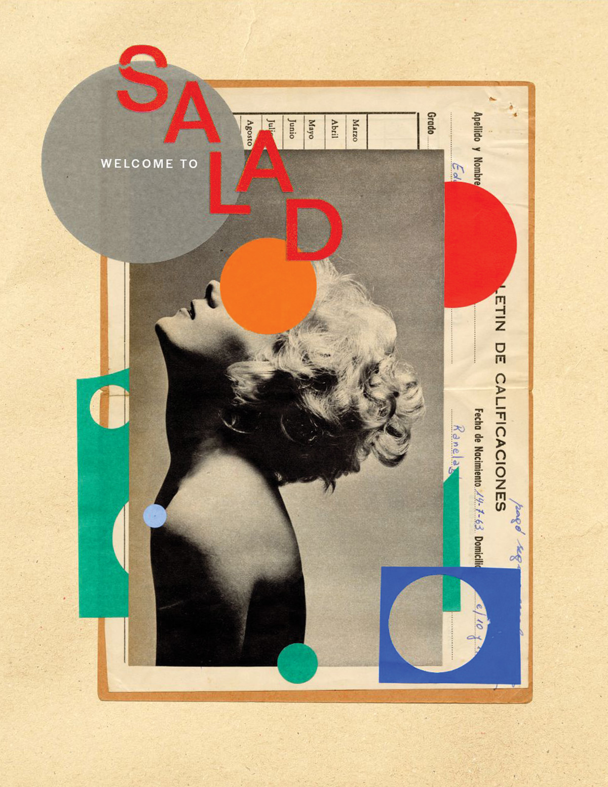 Front cover of the fourth Salad program, featuring collaged artwork by María Prieto.